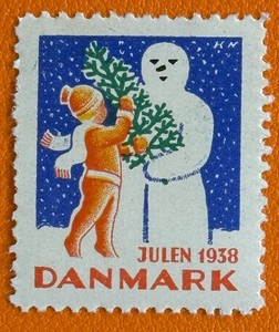 1938 Denmark Christmas Seal Tuberculosis TB Cinderella Poster Stamp MNHFG