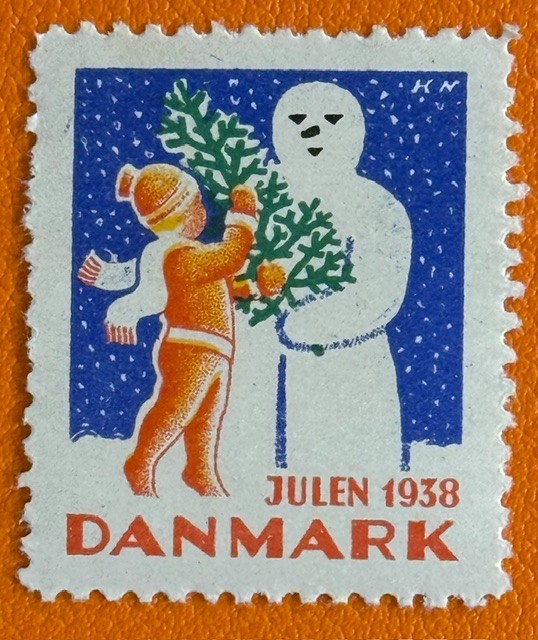 1938 Denmark Christmas Seal Tuberculosis TB Cinderella Poster Stamp MNHFG