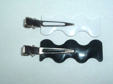 BLACK  WHITE LUCITE HAIR CLIP BARRETTES UP DO HAIR ACCESSORY
