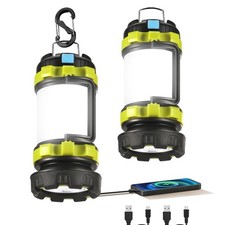 2 Pack LED Camping Lantern Flashlight Rechargeable, 6 Light Modes