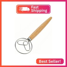 Agttete Danish Dough Whisk Stainless Steel Hook Dutch Bread Mixer for Sourdough 