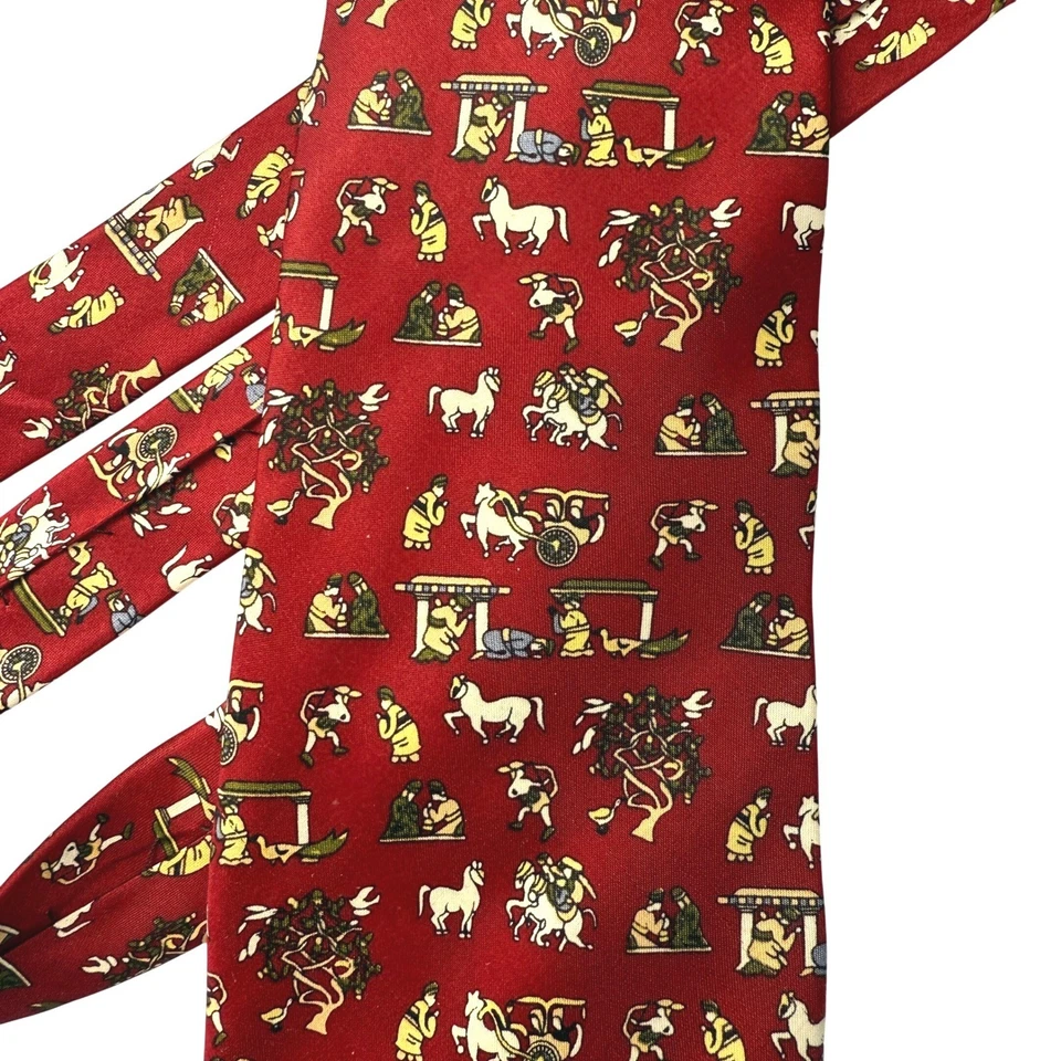 Corbata de seda de lujo Giorgio Armani roja con estampado de novedad hecha en Italia corbata de diseñador Foto 2 de 4