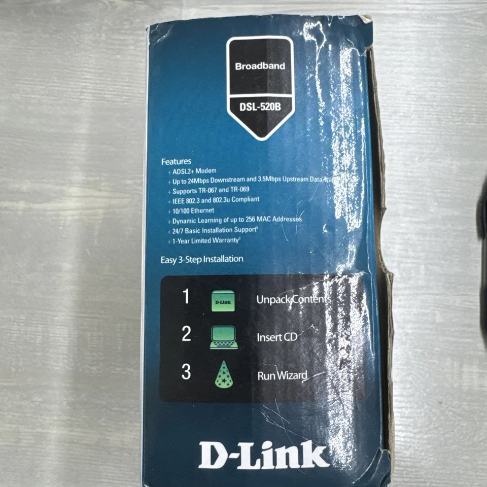 D-Link DSL-520B ADSL2+ Modem Broadband Complete In Box Tested Works - Image 4 of 4