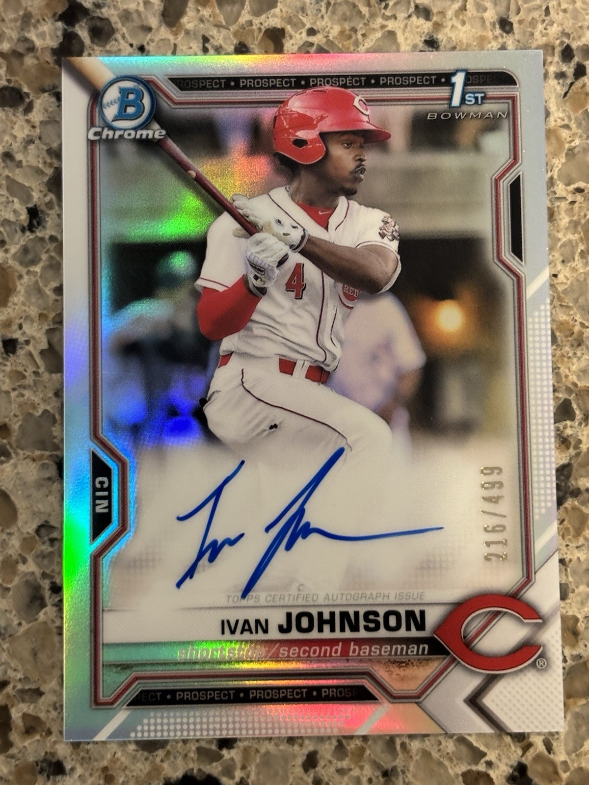 2021 Bowman Chrome Prospects Auto Refractor /499 Ivan Johnson #CPA-IJ Auto
