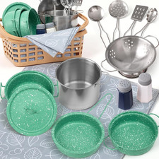 Kids Play Kitchen Toy Accessories Set Toddler Cooking Playset Colorful Stainless