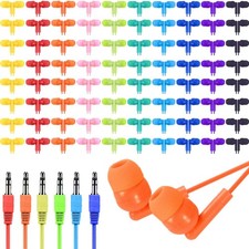 100 Pack Bulk Earbuds for Classroom School Student K-12, Affordable in-Ear wi...