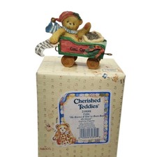 Cherished Teddies Colin Bear with Coal in Train Car 1996 Enesco 219088 w/Box COA