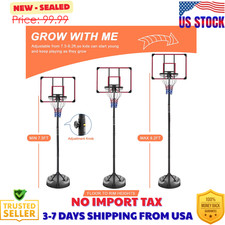 Portable Basketball Hoop Goal System 7.5 - 9.2ft Height Adjustable w/ Wheels