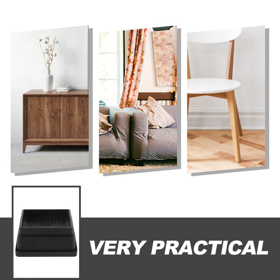 4 Pcs Heavy Duty Bed Risers Rubber Furniture Lifts Sofa Risers Chair ...