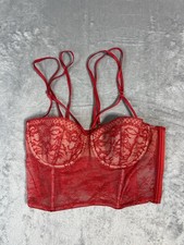 Victoria  s Secret Red Lace Bustier Corset Bra 32DD