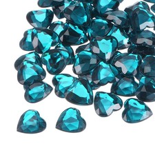 40 Pcs Acrylic Heart Rhinestone 12mm Flat Back Plastic Gems Blue