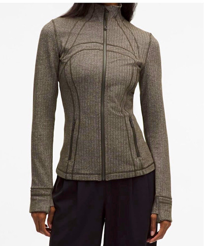 Lululemon Define Women’s Herringbone Track Jacket - Olive Brown Sz 10 Full Zip