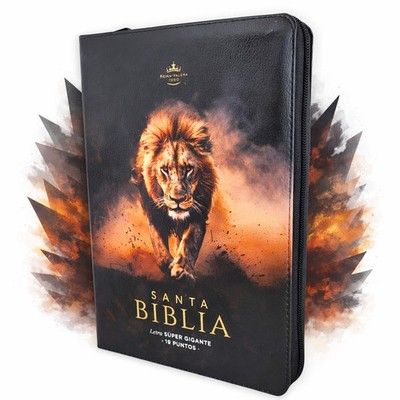 Biblia con Cierre SuperGigante 19 puntos Mediana RV1960 negro leon con indice