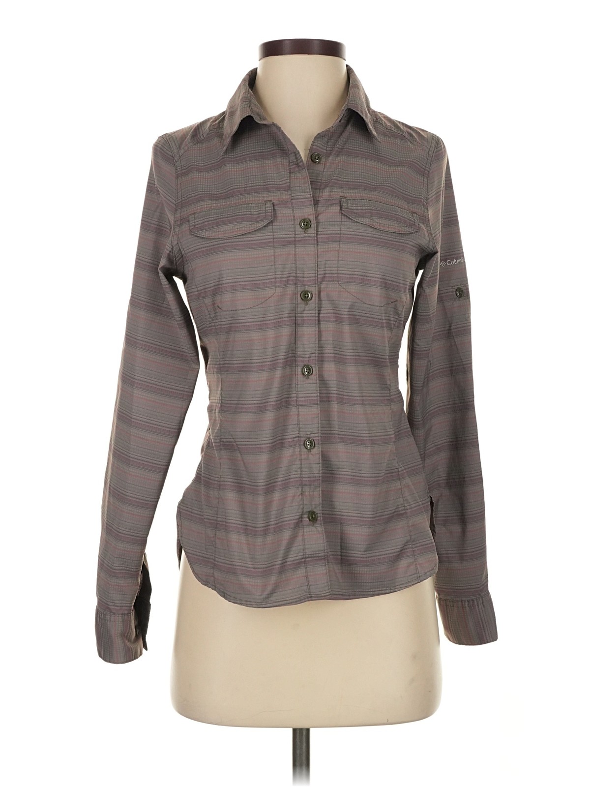 Columbia Women Gray Long Sleeve Blouse XS