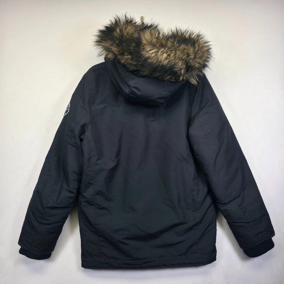 Parka Abercrombie Fitch Hombres S Negra Imitación Piel Aislada Exterior Chaqueta Puffer De Colección Foto 2 de 4