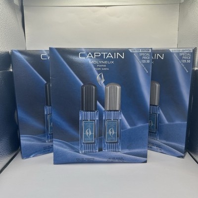 3x Captain Molyneux Gift Sets for Men - 2.5 oz EDT + After Shave Spray Each NEW