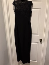Black Crepe Gown Side Slit Size 10 Lace Front