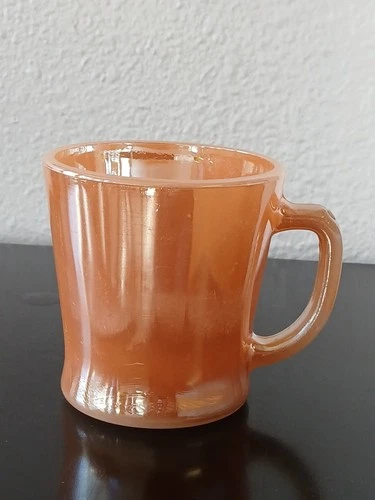 1 Vintage Fire-King D-Handle Mug Peach Lustre Oven Proof Glass USA