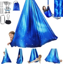 Sensory Swing for Kids Indoor Outdoor Double Layer Therapy Cuddle Hammock C...
