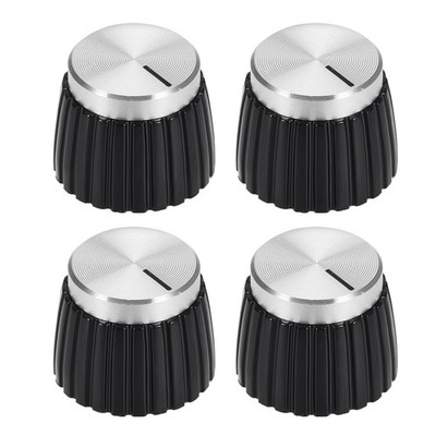 4 x Potentiometer Knob Style Amplifier Black Silver Cap Volume Control Knob