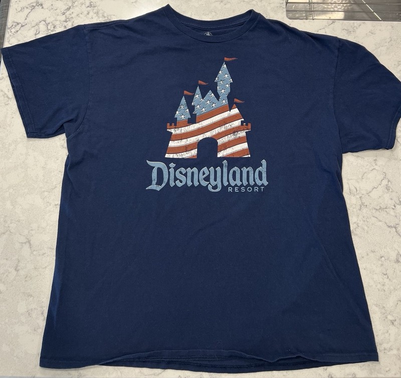 Disney Parks Disneyland Resort Patriotic Castle Adult Size XL Dk Blue Preowned