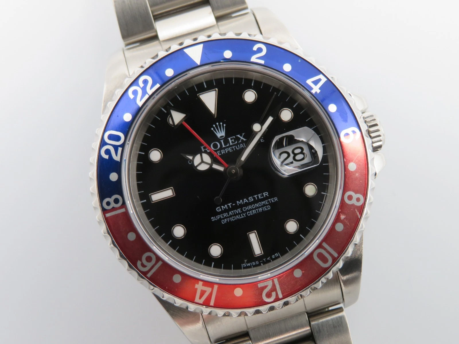 1996 Rolex GMT Master 16700 Pepsi Serif T Serial Men's Vintage Watch