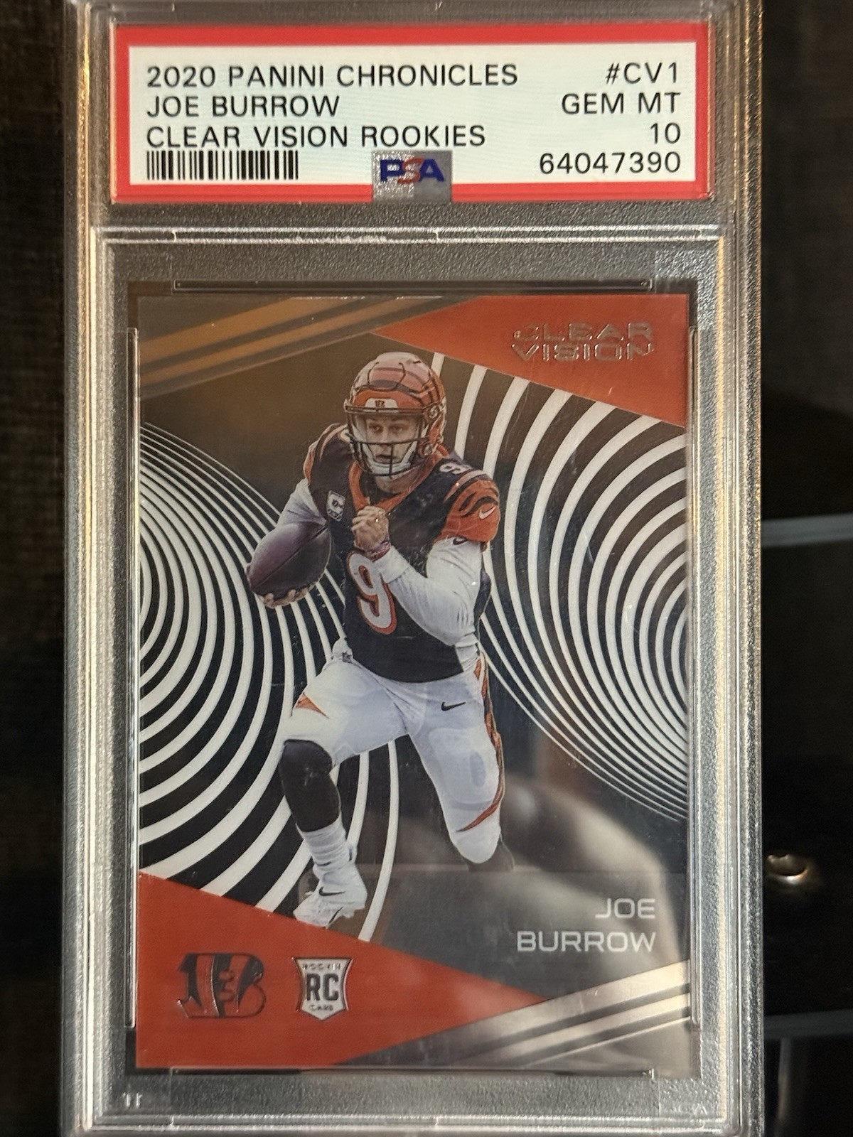 2020 PANINI CHRONICLES #CV1 JOE BURROW CLEAR VISION ROOKIES (RC/SP) PSA 10