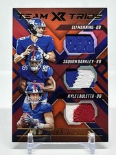 2018 Panini XR Eli Manning Kyle Lauletta Saquon Barkley Trios Jersey Orange /25