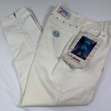 Vintage 1989 LA Gear Jeanswear White Rhinestone Ankle Zip Pants 13/29 Deadstock