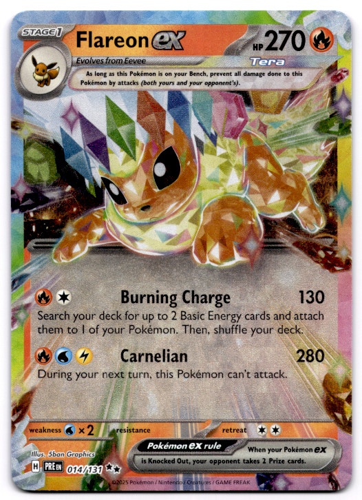 Flareon ex 014/131 Sv: Prismatic Evolutions Holo;Authentic, Official NM