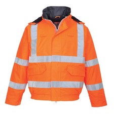 Image of Portwest Bizflame Rain Hi-Vis Antistatic FR Bomber Jacket Waterproof Safety Wear