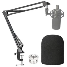 Mic Boom Arm Stand with Windscreen Pop Filter for Condenser Microphone