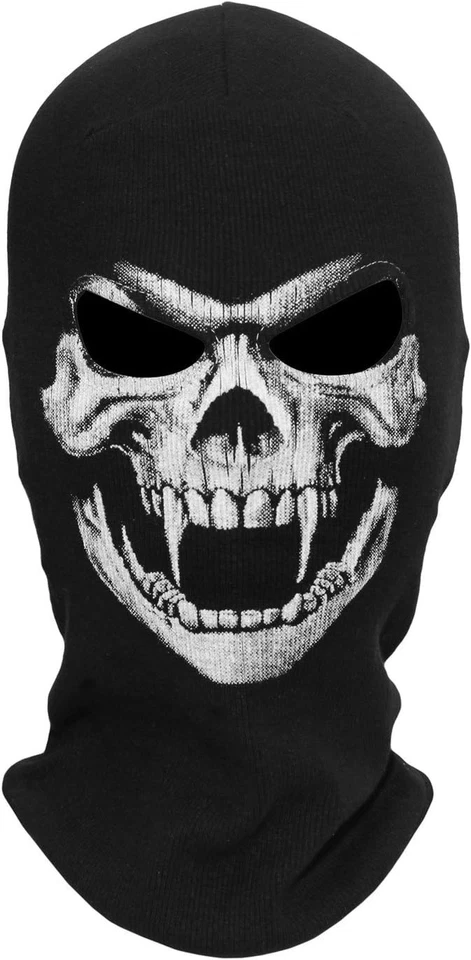 Máscara facial fantasma de algodón única - Diseño de esqueleto transpirable para fiestas de Halloween Foto 3 de 4