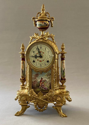 Vtg Franz Hermle Lancini Imperial Ormolu Porcelain Gilt Brass