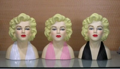 Marilyn Monroe 10 Inch Porcelain Head Vase Pink,Black or White