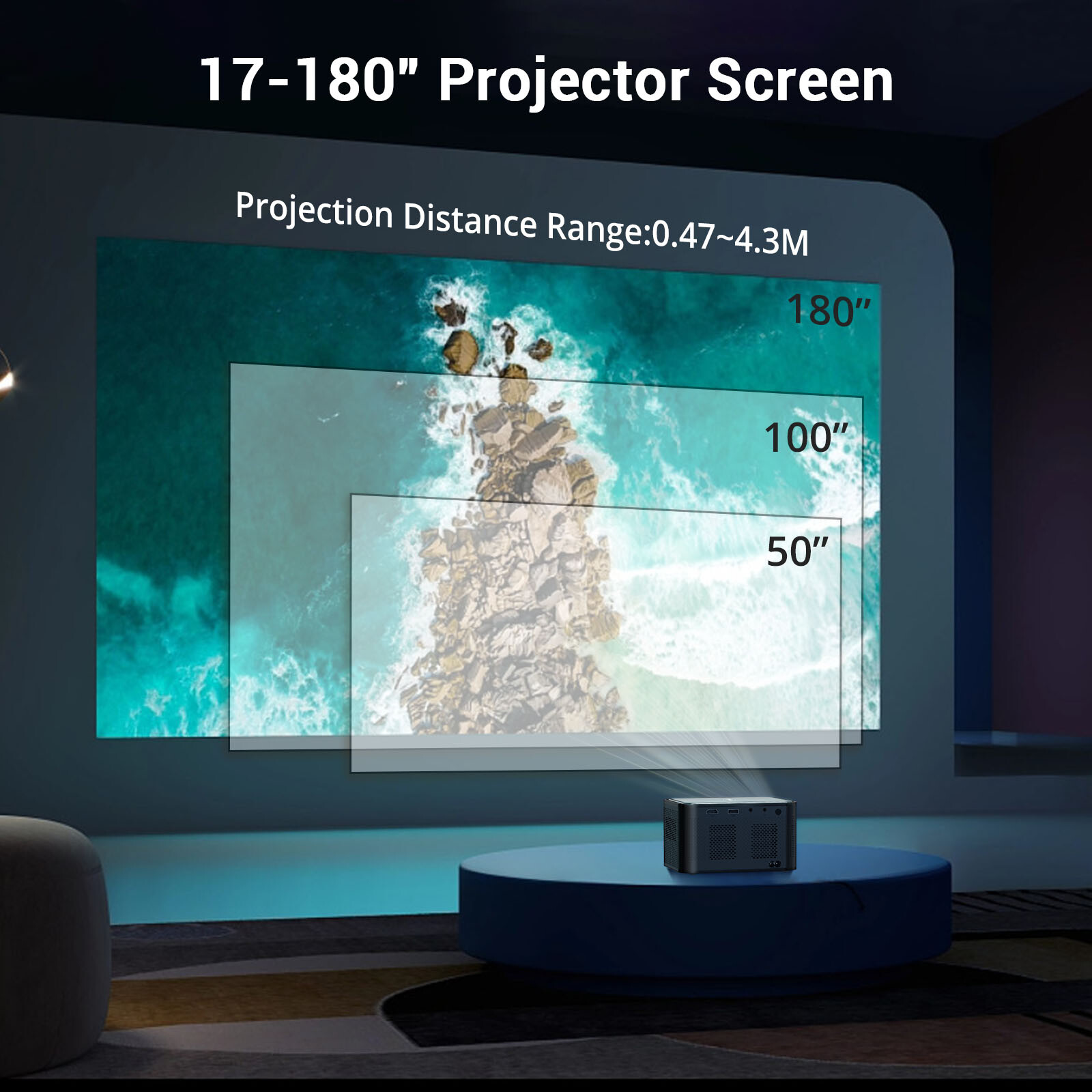 UHD 4K Smart Projector AutoFocus LED WiFi Android Home Theater Cinema ...