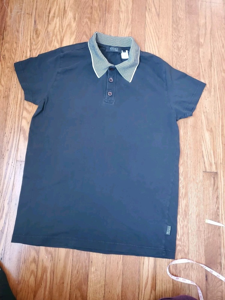 Versace  Classic V2 Polo Tshirt Vintage Cotton &lycra  T-shirt Black MEN'S SZ...