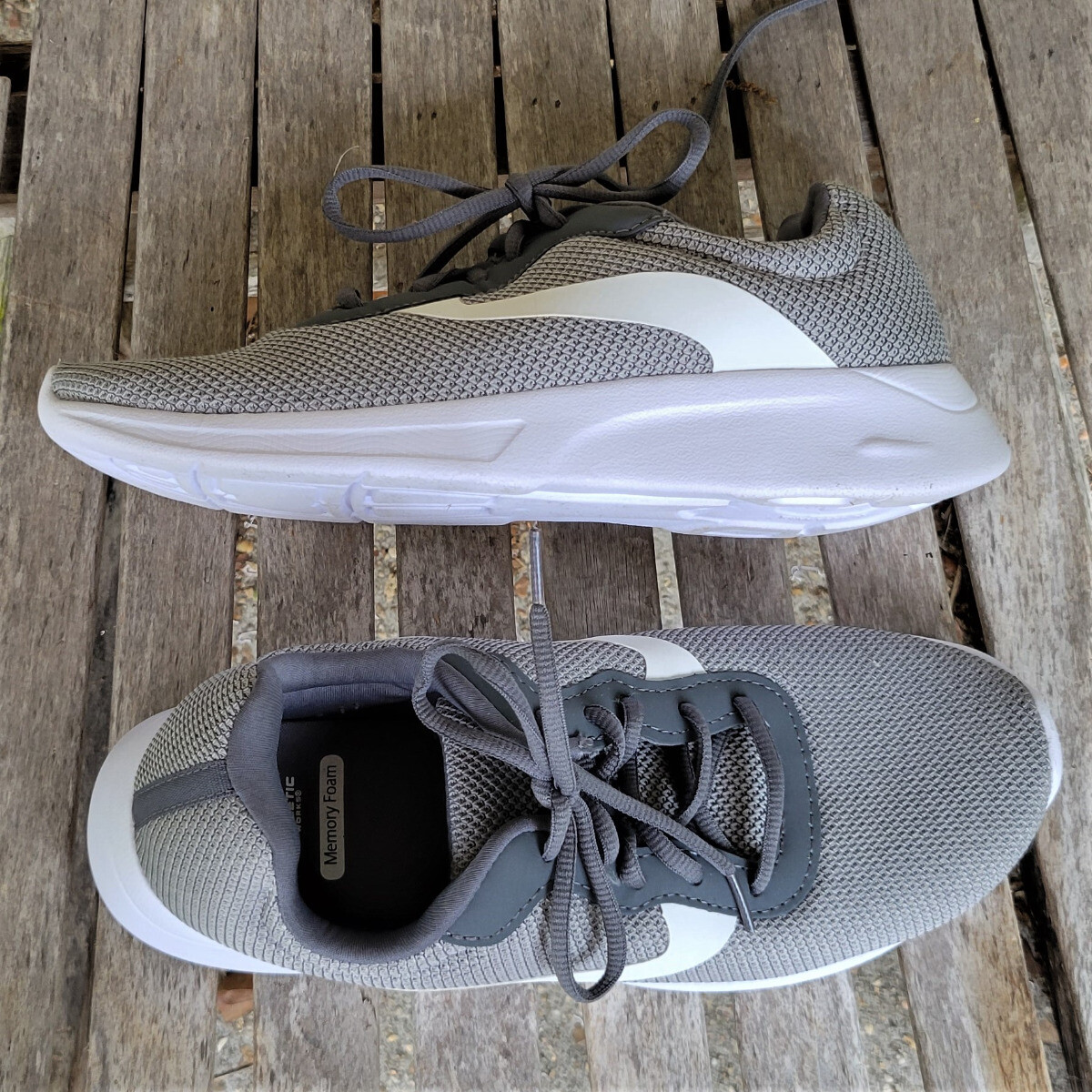 ATHLETIC WORKS Gray Memory Foam Sneakers Shoes 10