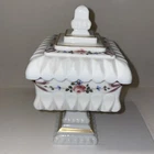 VTG  Westmoreland Milk Glass Candy Dish Wedding Bride Box Painted Compote Lid