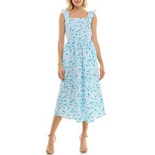 Draper James Ladies Ruffle Sleeve Dress Size XL Blue Paisely