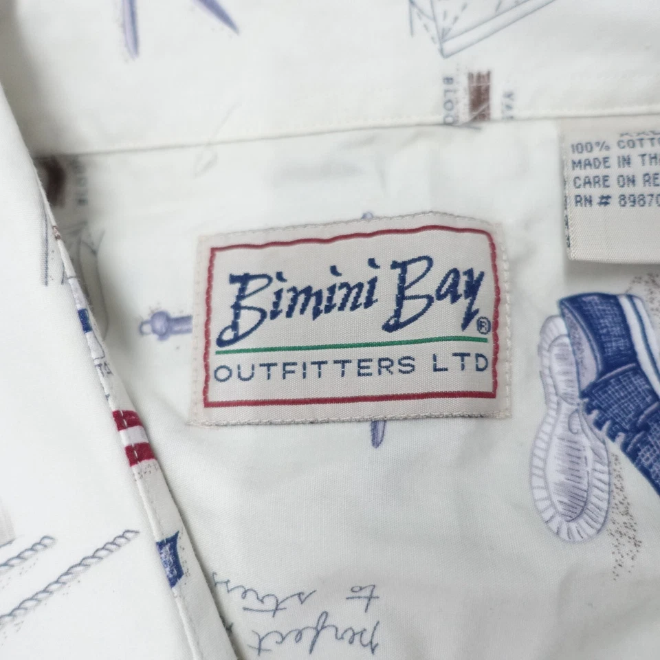 Camisa Bimini Bay Outfitters Para Hombre 2XL Blanca Náutica 100% Algodón Abotonada Foto 3 de 4