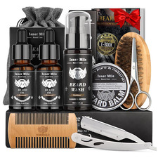 Isner Mile Beard Grooming Kit for Men: Trimming Sets with Beard Wash/Shampoo - O