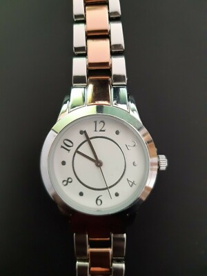 Damenuhr LBVYR Metall Goldrosé / Silber Neu & unbenutzt