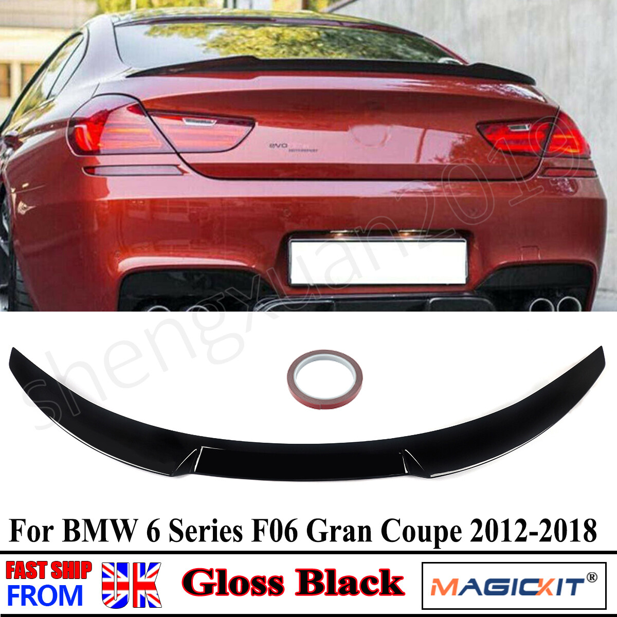 For BMW 6 Series F06 640i 650i M6 2012-2018 Gloss Black Rear Trunk Spoiler Wing