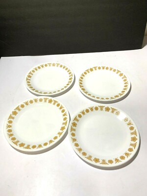 VTG LOT of 4 Corning Corelle Butterfly Gold 8 1/2  SALAD SANDWICH DESSERT PLATES