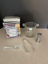 Vintage Irvinware Ice Bucket Set- Crystal And Silver Plated - Made in USA