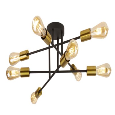 Armstrong 8Flammige Deckenleuchte Schwarz Und Satin Messing Lackiert + Big.Light