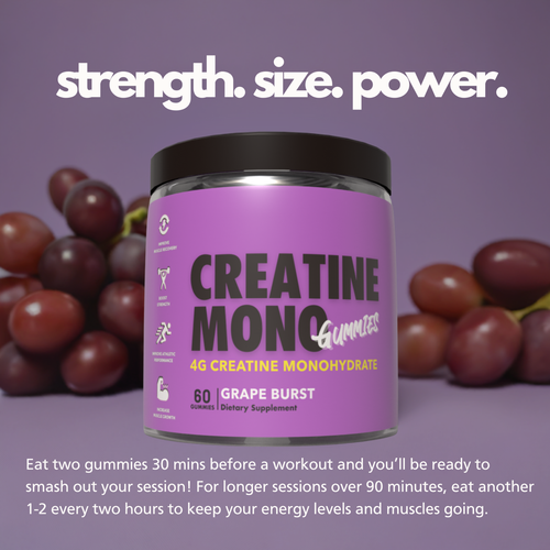 Creatine Gummies Twin Pack - Creatine Monohydrate Grape Burst & HCL Blueberry - Picture 7 of 11