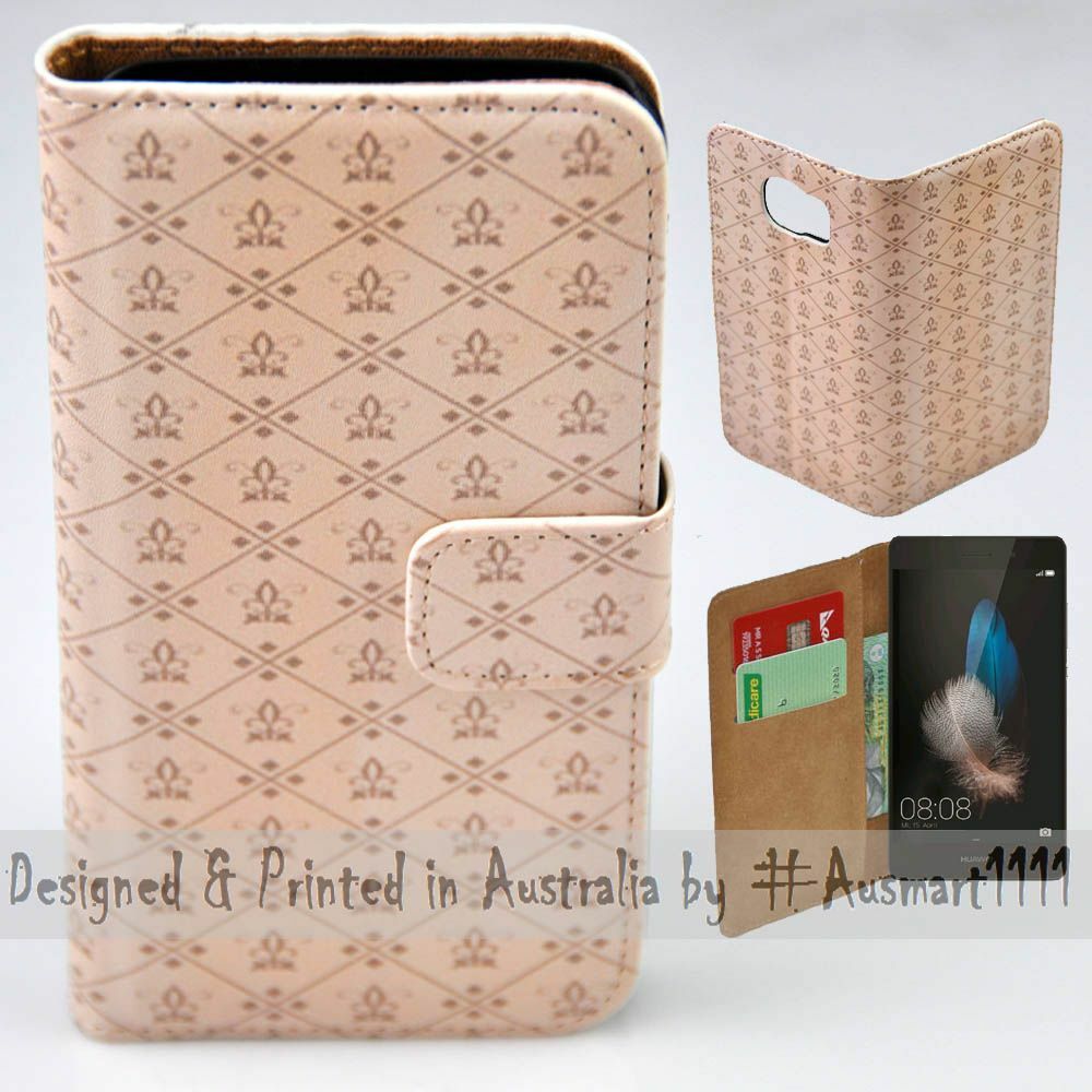 For Huawei Series - Fleur de lis Theme Print Wallet Mobile Phone Case Cover