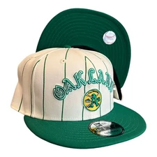 New Era Oakland Athletics Throwback Pinstripe 9FIFTY Snapback Hat Cap